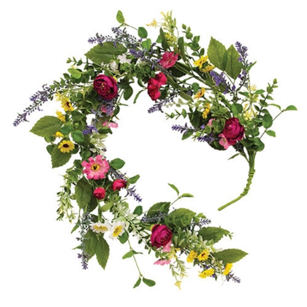 Breezy Summer Blooms 4 Ft Flower Garland Multi Color Floral Vine for Mantel Rail Decor